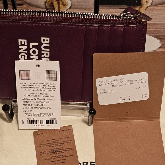 BURBERRY LONDON ENGLAND ALWYN LEATHER POUCH/CARD HOLDER - Picture 13 of 13